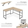 Tectake Eckschreibtisch Melrose im Industrial Style mit Holz- und Stahlgestell in Eiche Sonoma.