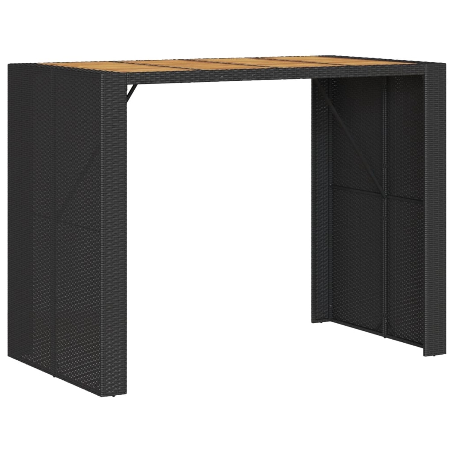 vidaXL Garten-Bartisch mit Holzplatte Schwarz 145x80x110 cm Polyrattan 3686 günstig online kaufen