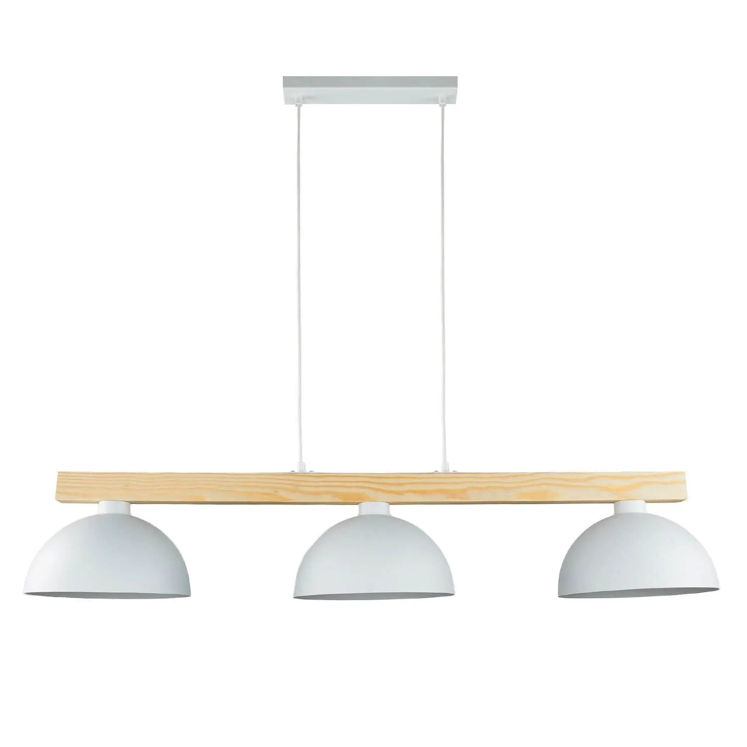 Licht-Erlebnisse Hängeleuchte Holzbalken 118 cm Breit 3-Flammig E27 Skandinavisch