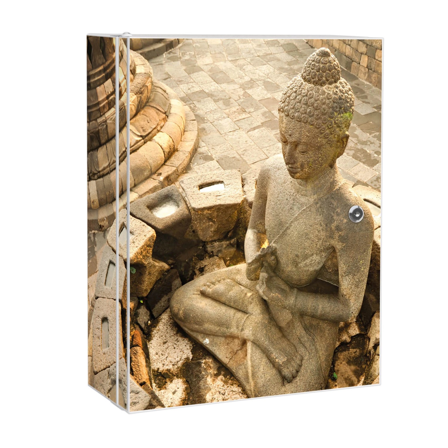 banjado Medizinschrank Stahl Sitzender Buddha (abschließbar, 3 große und 2 günstig online kaufen