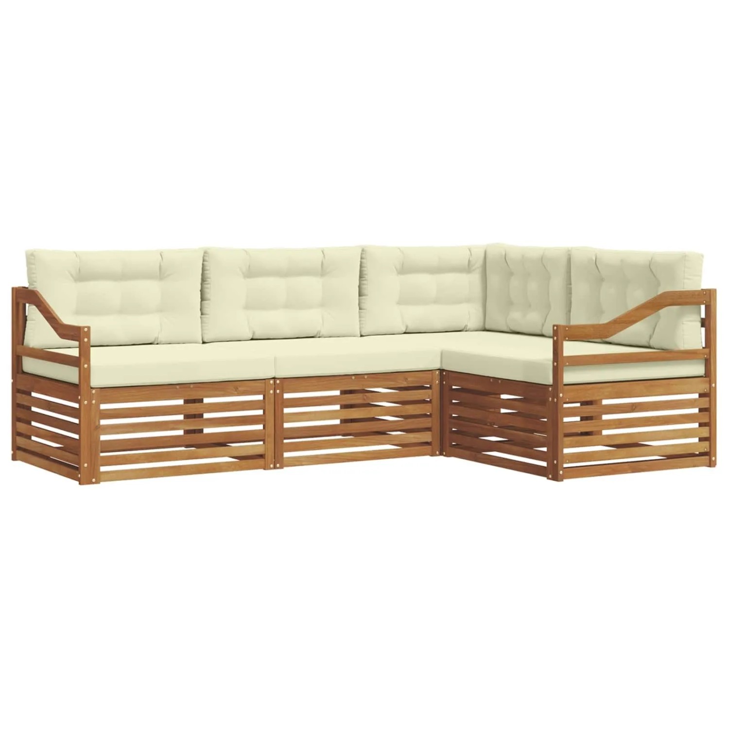 vidaXL Outdoor-Sofagarnitur mit Kissen 4-Tlg Natur und Creme 3373395