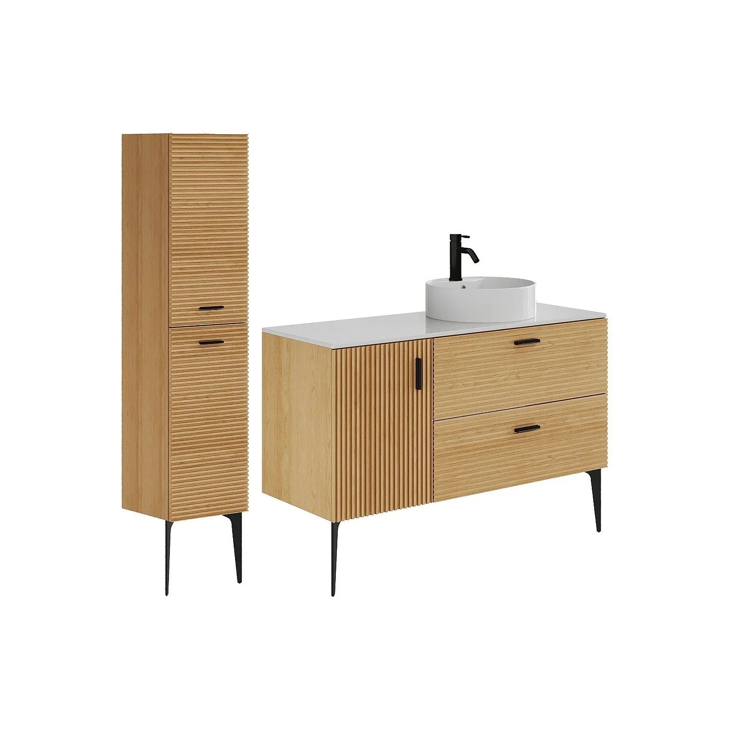 Vente-unique Badmöbel-Set Sarone Naturfarben Hell 120 cm