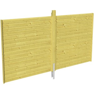 Skan Holz Rückwand Profilschalung, 355x200 cm, grün imprägniert, mit Pfosten und Anker für Carport.