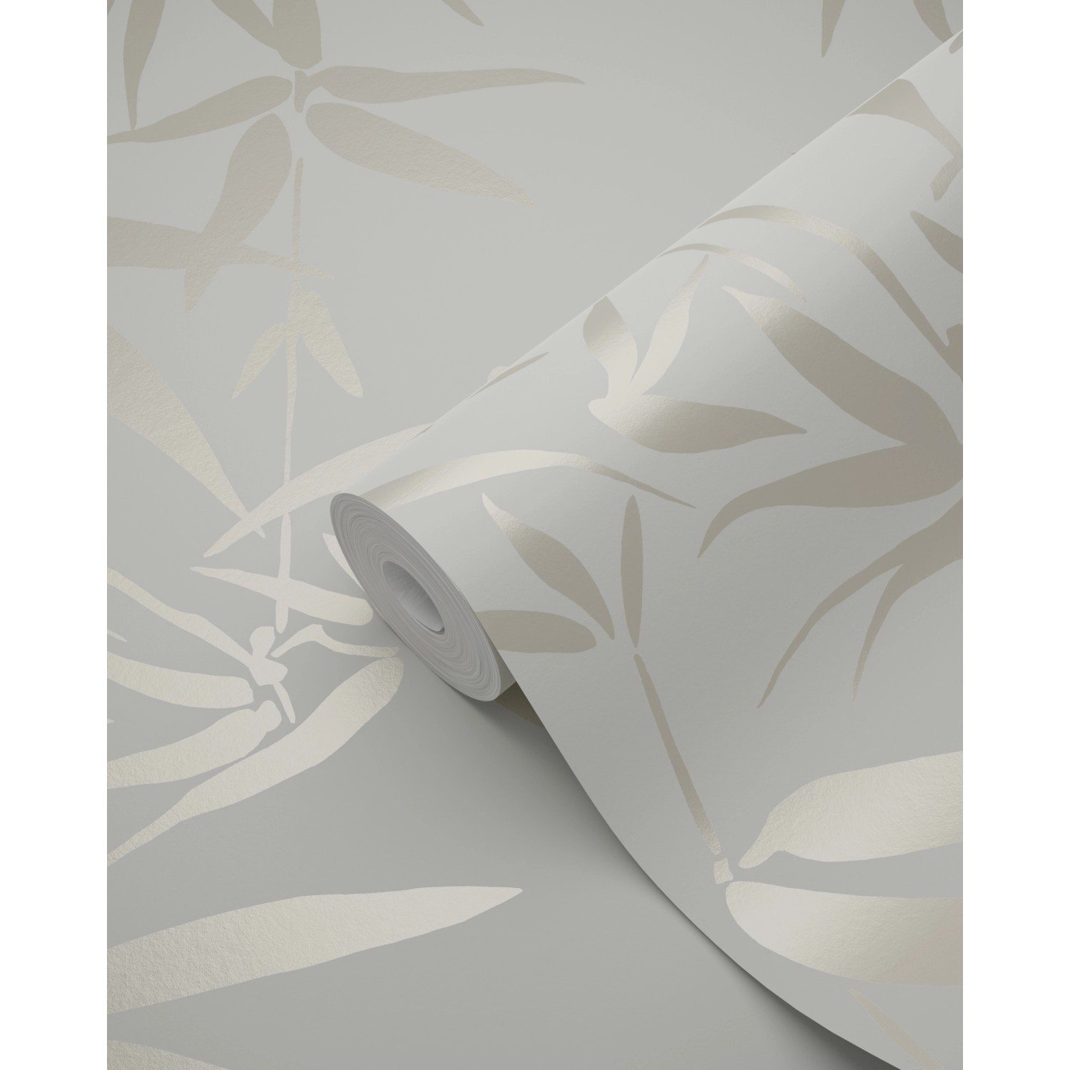 Rolle Origin Wallcoverings Vliestapete mit Bambusblätter Motiv in Beige.