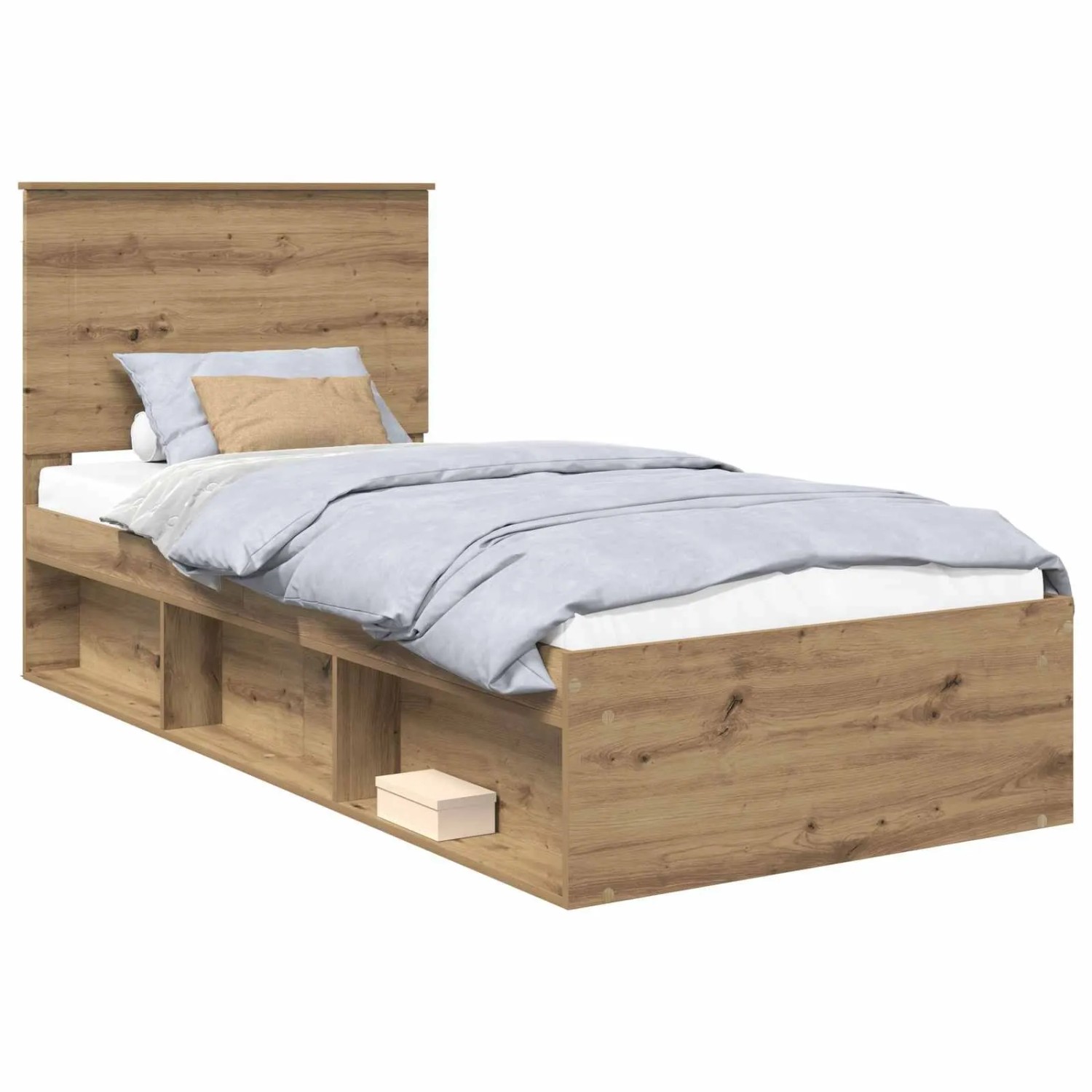 vidaXL Bettrahmen Artisan-Eiche 90 x 200 cm Massives Kiefernholz 3409416