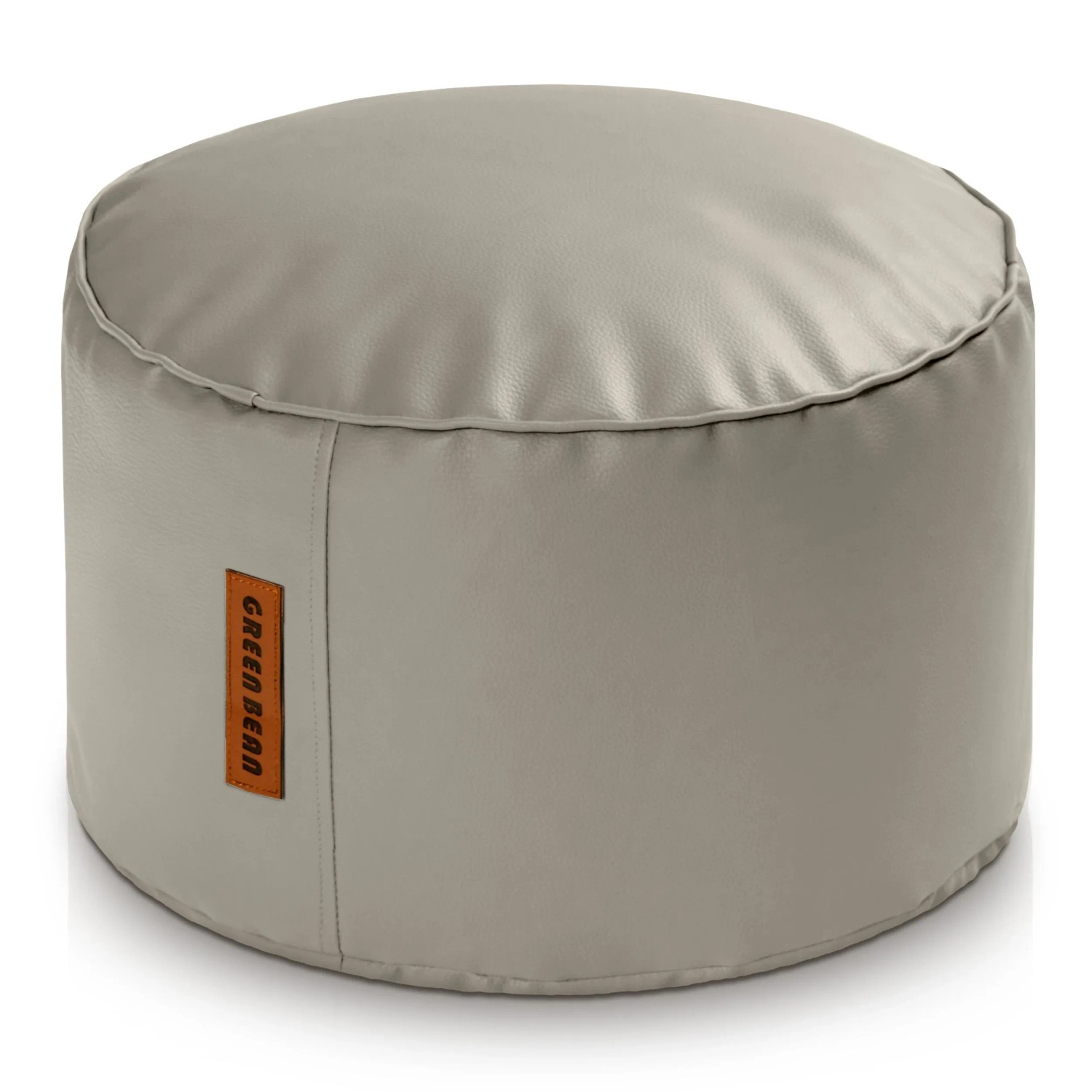 Green Bean Sitzpouf Stay 45 x 25 cm Leder mit EPS-Perlen-Füllung Fußhocker Hellbraun-Grau