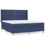 Blaues vidaXL Boxspringbett (180x200 cm) mit Matratze und Kopfteil.