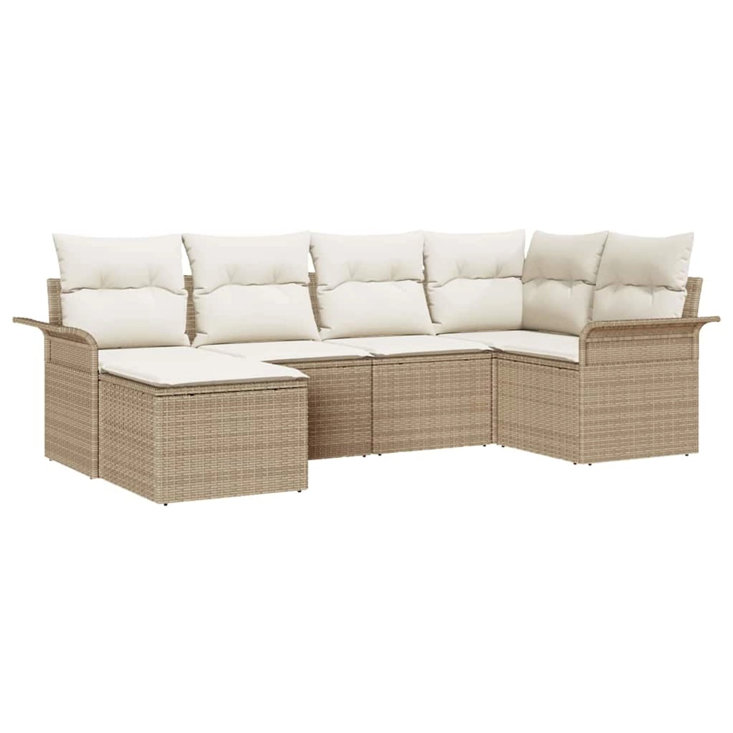 vidaXL Garten-Sofa-Set mit Kissen mit Speicher 6-Tlg Beige Poly Rattan 3354 günstig online kaufen