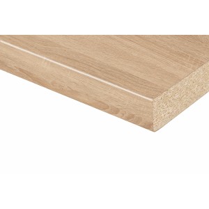 Kaindl Arbeitsplatte Sonoma Eiche hell, 38mm stark, Detailansicht der Oberfläche und Kante.