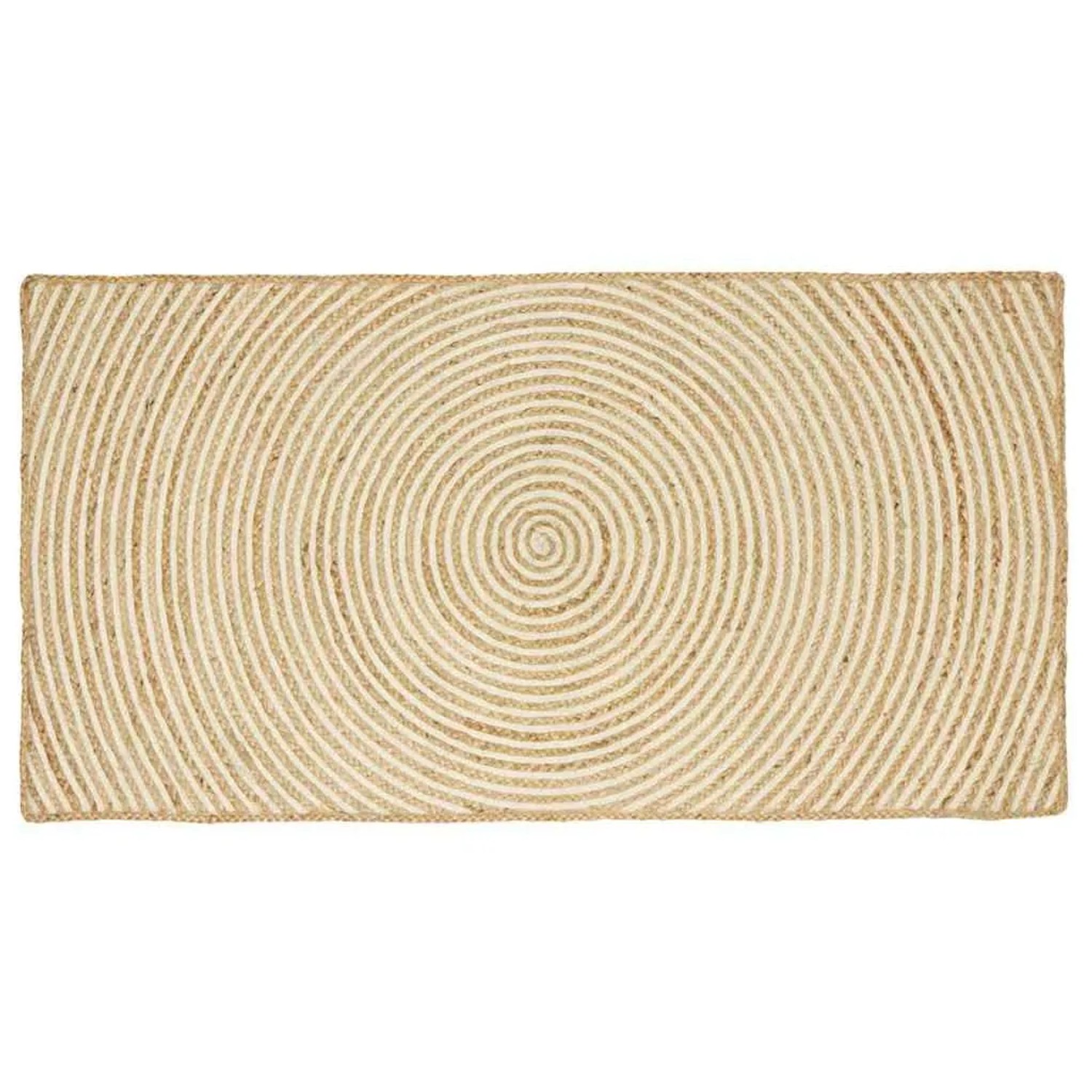 vidaXL Teppich Natur und Weiß 80 x 150 cm Jute 42010714
