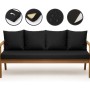 Schwarzes Setgarden Bankkissen-Set für 3-Sitzer Gartenbank, bestehend aus Sitz- und Rückenkissen.