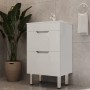 Vicco Badmöbel-Set Clayton, weiß hochglanz, mit Waschbecken und 2 Schubladen.