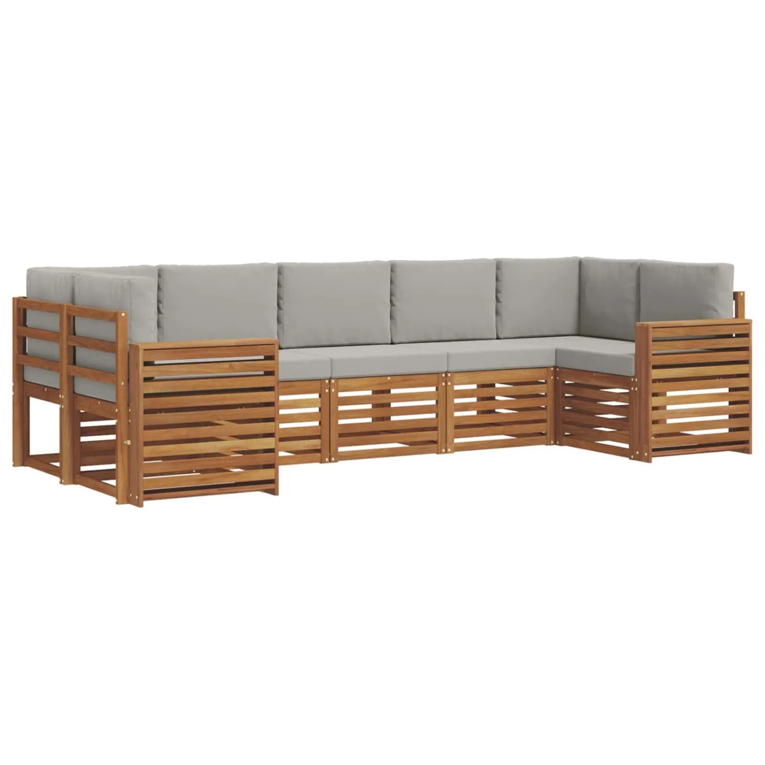 vidaXL Sofagarnituren 7 Tlg Natur und Hellgrau Massivholz Akazie 3375416