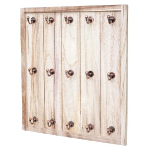 MCW Tassenhalter Monaco Natur, Wandregal mit 15 Haken im Shabby-Look.