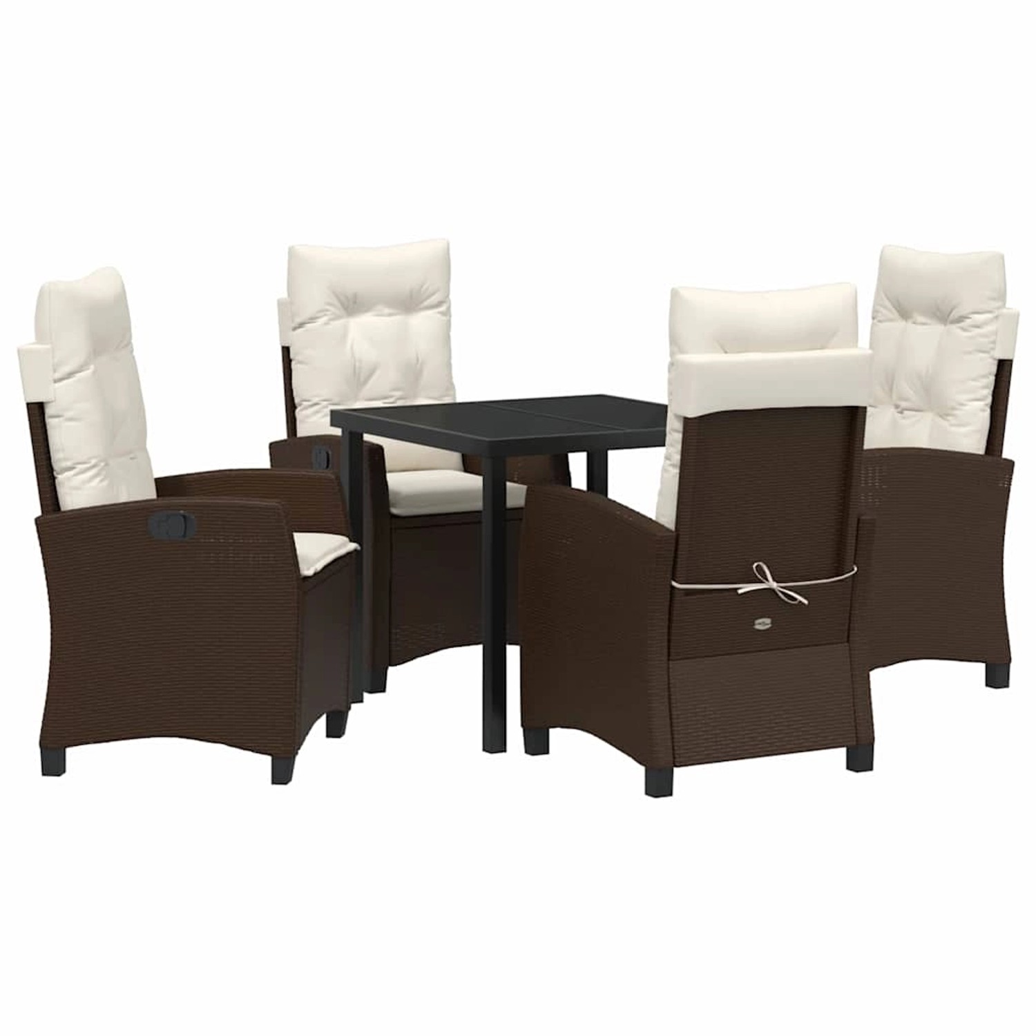 vidaXL 5-Teiliges Garten-Esstischset mit Kissen Braun aus Poly Rattan 33803 günstig online kaufen