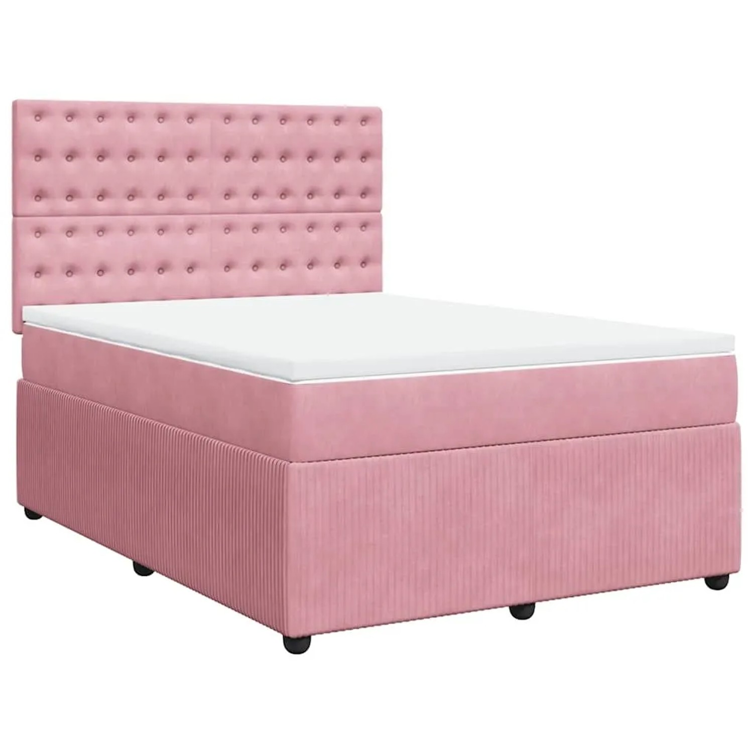 vidaXL Boxspringbett mit Matratze Rosa 140x190 cm Samt 3292351