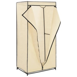 vidaXL Kleiderschrank in Creme (75x50x160 cm) mit Stoffbezug und Reißverschluss.