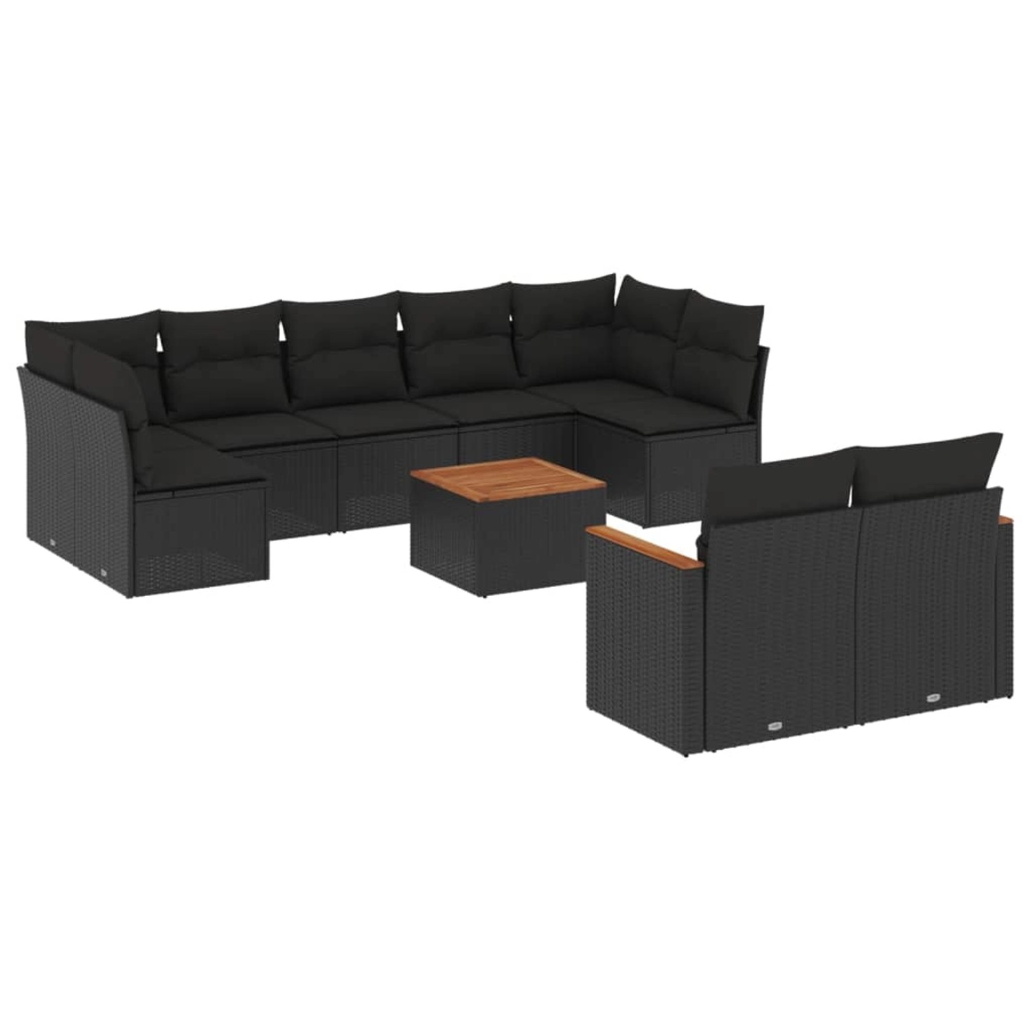 vidaXL 10-tlg Garten-Sofagarnitur mit Kissen Schwarz Poly Rattan Modell 131 günstig online kaufen