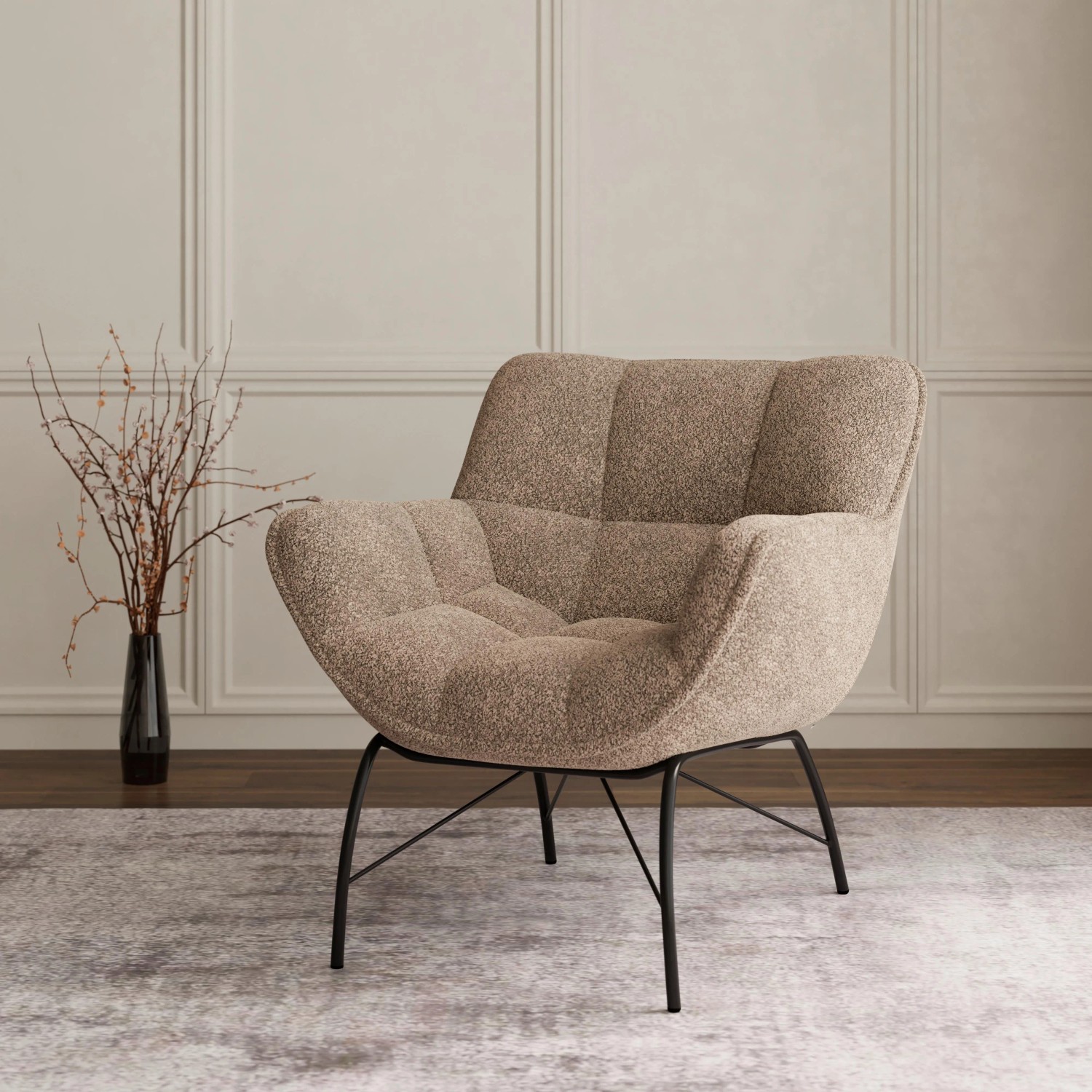 Bessagi Home Sessel Robin Bouclé Braun