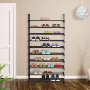 Relaxdays Schuhregal Stahl Schwarz Erweiterbar 175,5 cm x 93 cm x 30,5 cm 4,2 kg