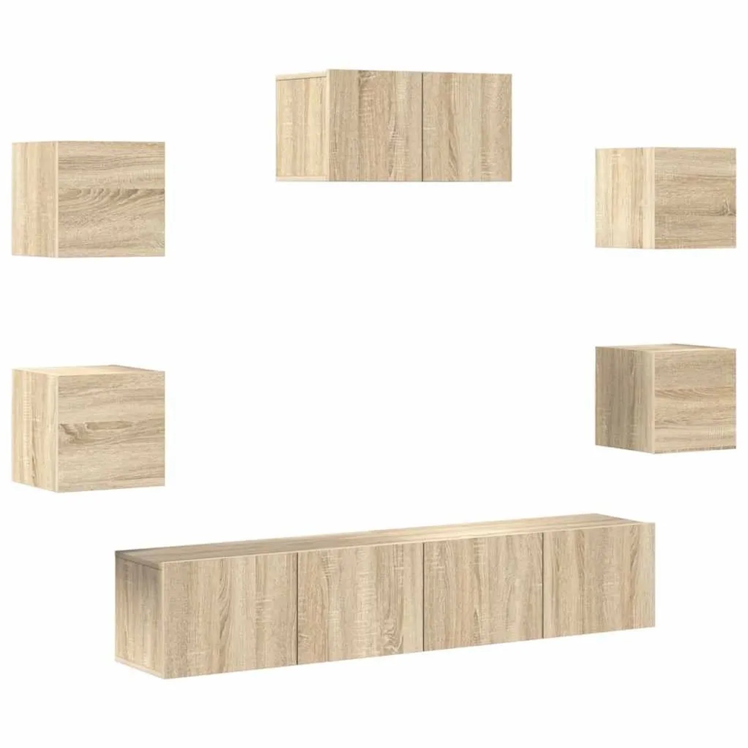 vidaXL 7-Tlg TV-Schrank-Set Sonoma-Eiche Holzwerkstoff 3114504