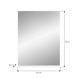 Weißer Spiegel (60x79x18 cm) mit Ablage für Bad oder Hauswirtschaftsraum.