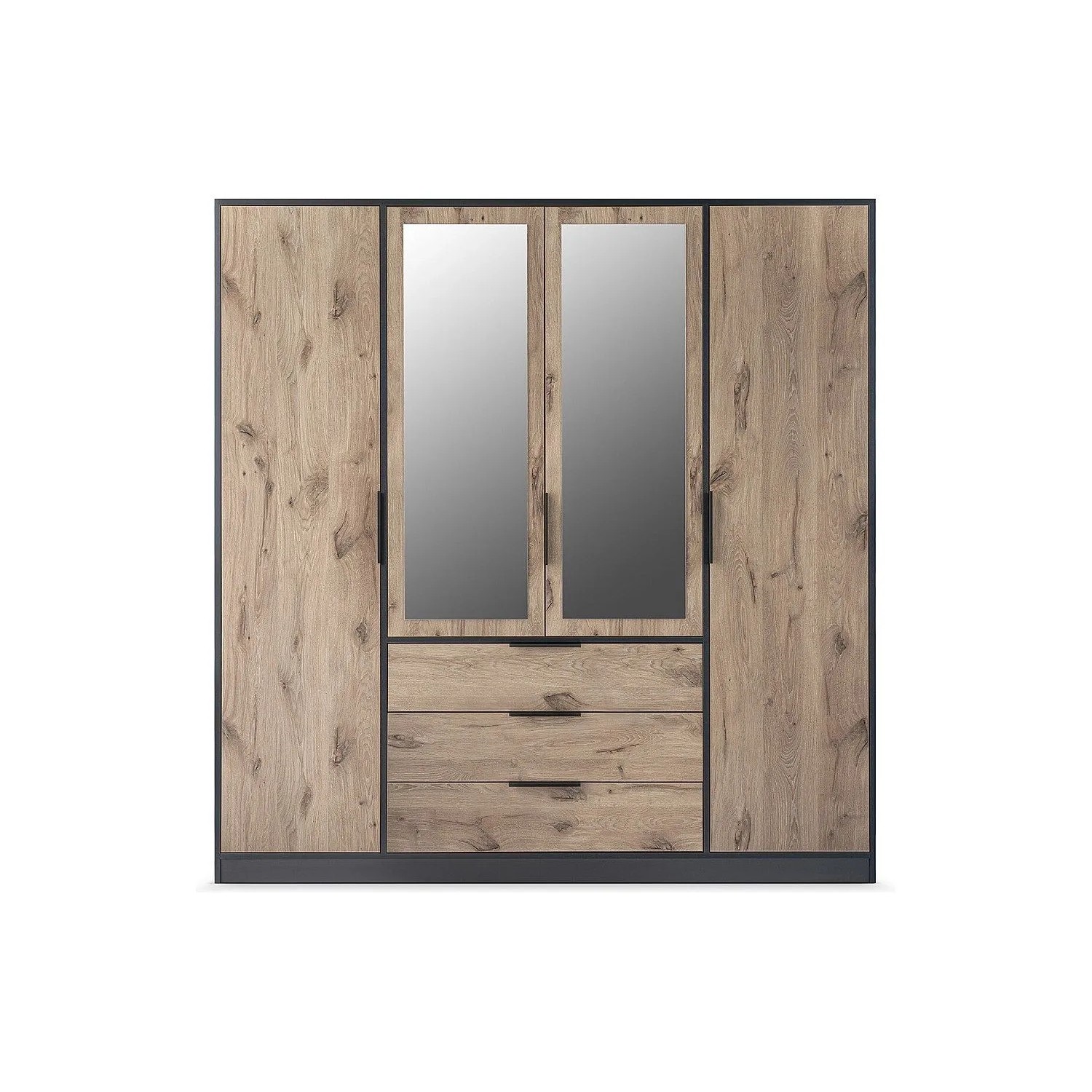 Vente-unique Kleiderschrank Lamiki Schwarz  Naturfarben Hell 196 cm