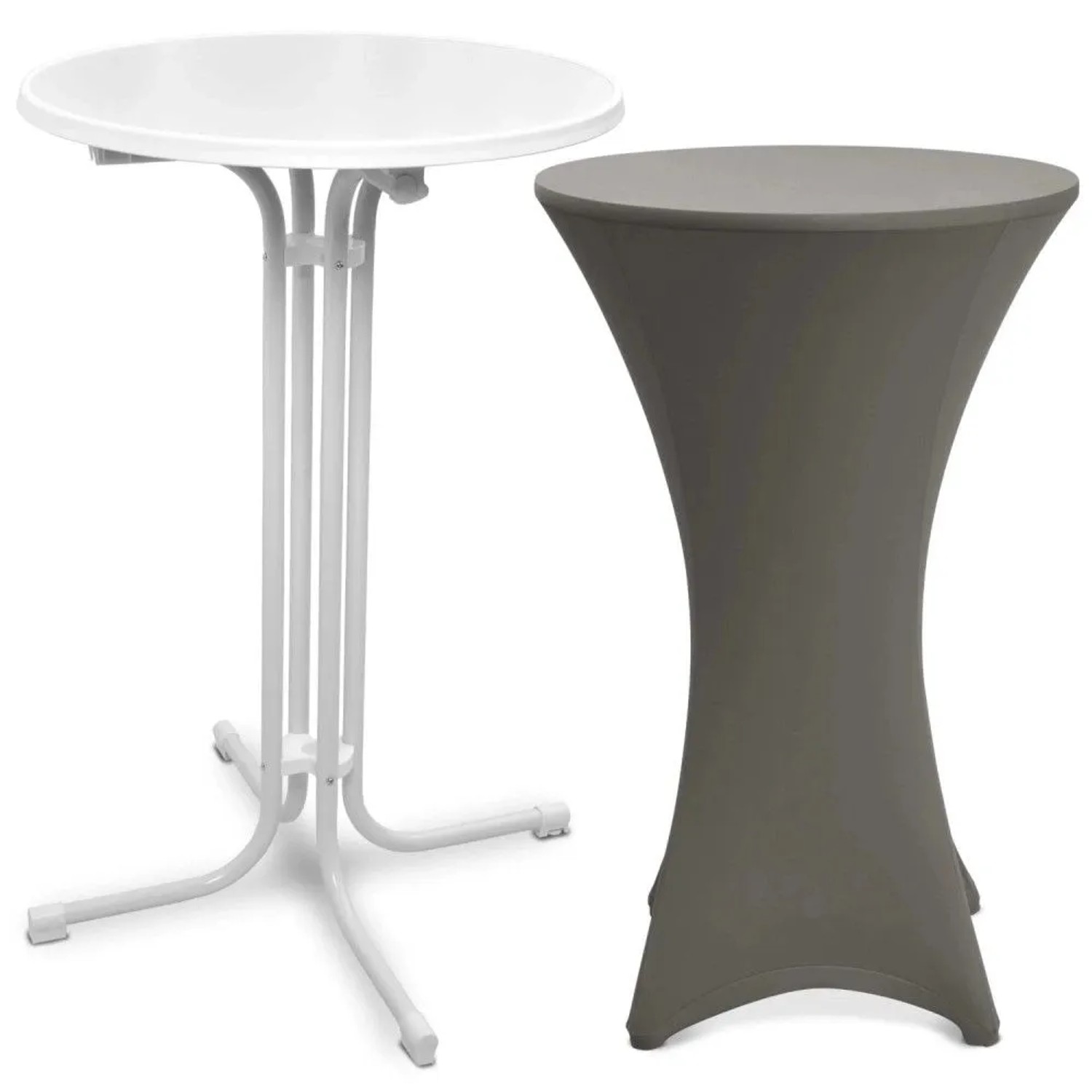 Beautissu Bellini Stehtisch Ø 60cm Weiß mit Stella Stehtischhusse Ø 60cm Anthrazit