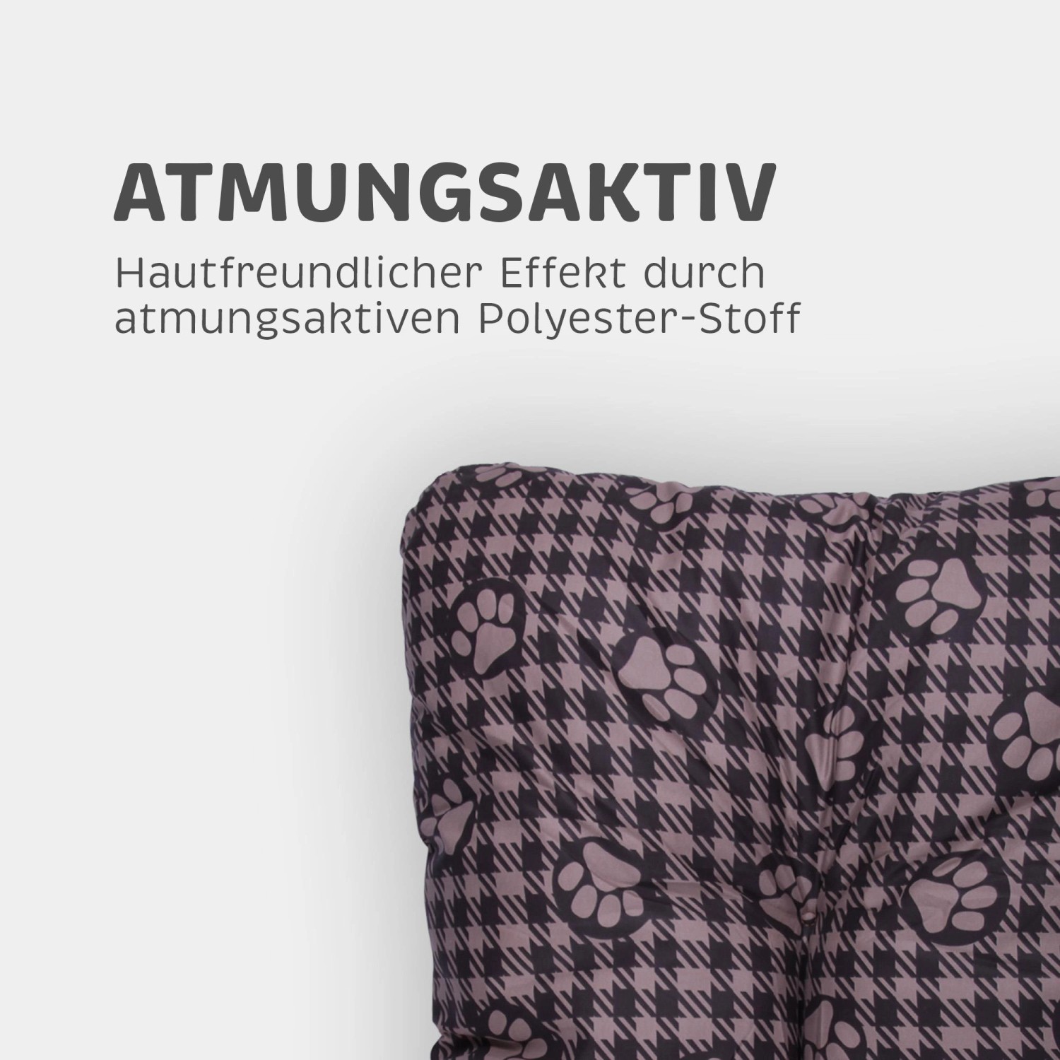 Bestlivings Hundekissen, braun mit Pfotenmuster, atmungsaktives Polyester, idealer Schlafplatz für Hunde.