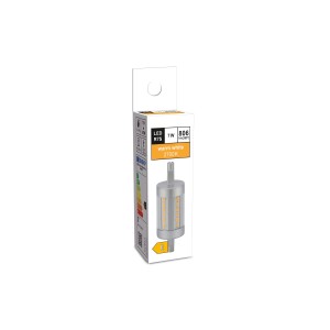 Verpackung einer R7S LED Röhre, 7W, warmweiß, 806 Lumen, 7,8x2,8cm.