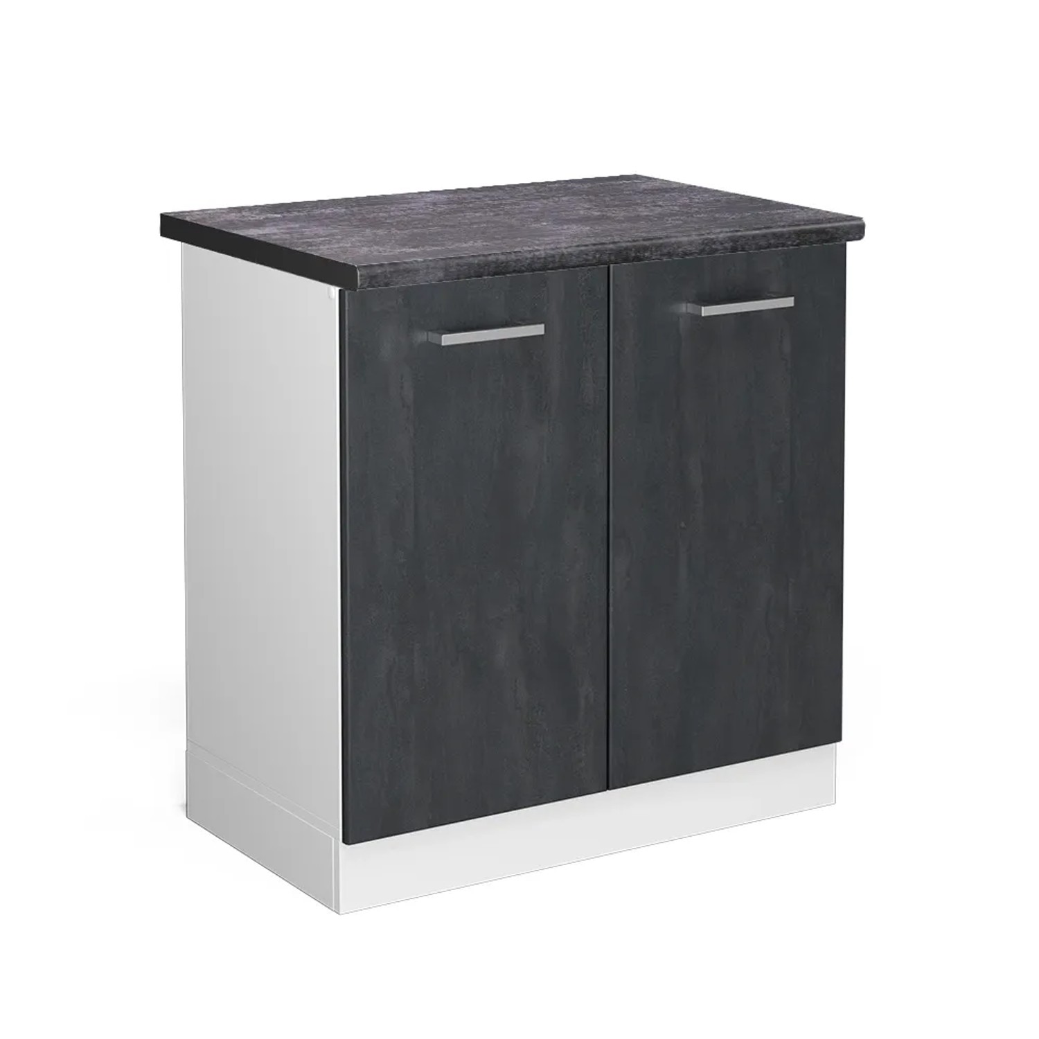Vicco Spülenunterschrank R-Line Schwarz Beton/Weiß 80 cm AP Anthrazit