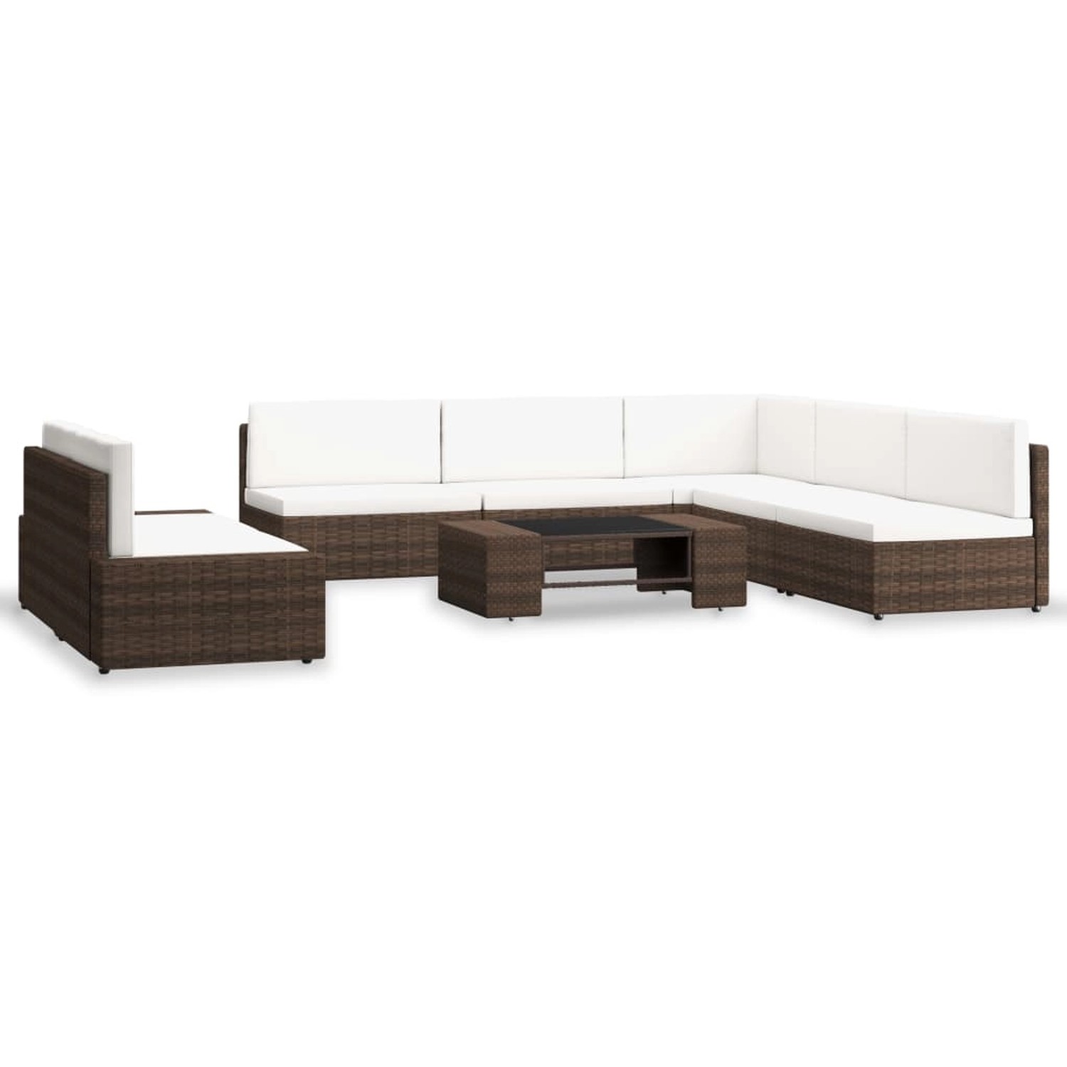 vidaXL 7-Tlg Garten-Lounge-Set Poly Rattan Braun 3054596
