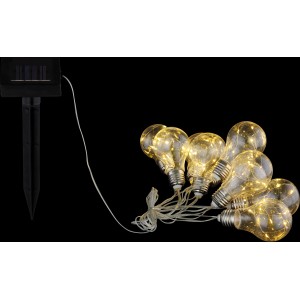 Globo LED-Solarlichterkette mit 10 warmweißen Glühbirnen aus silber-grauem Kunststoff.