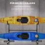 SPORTNOW Kajak Gestell aus Stahl, schwarz, mit gelbem und blauem Kajak. Boot-Zubehör.