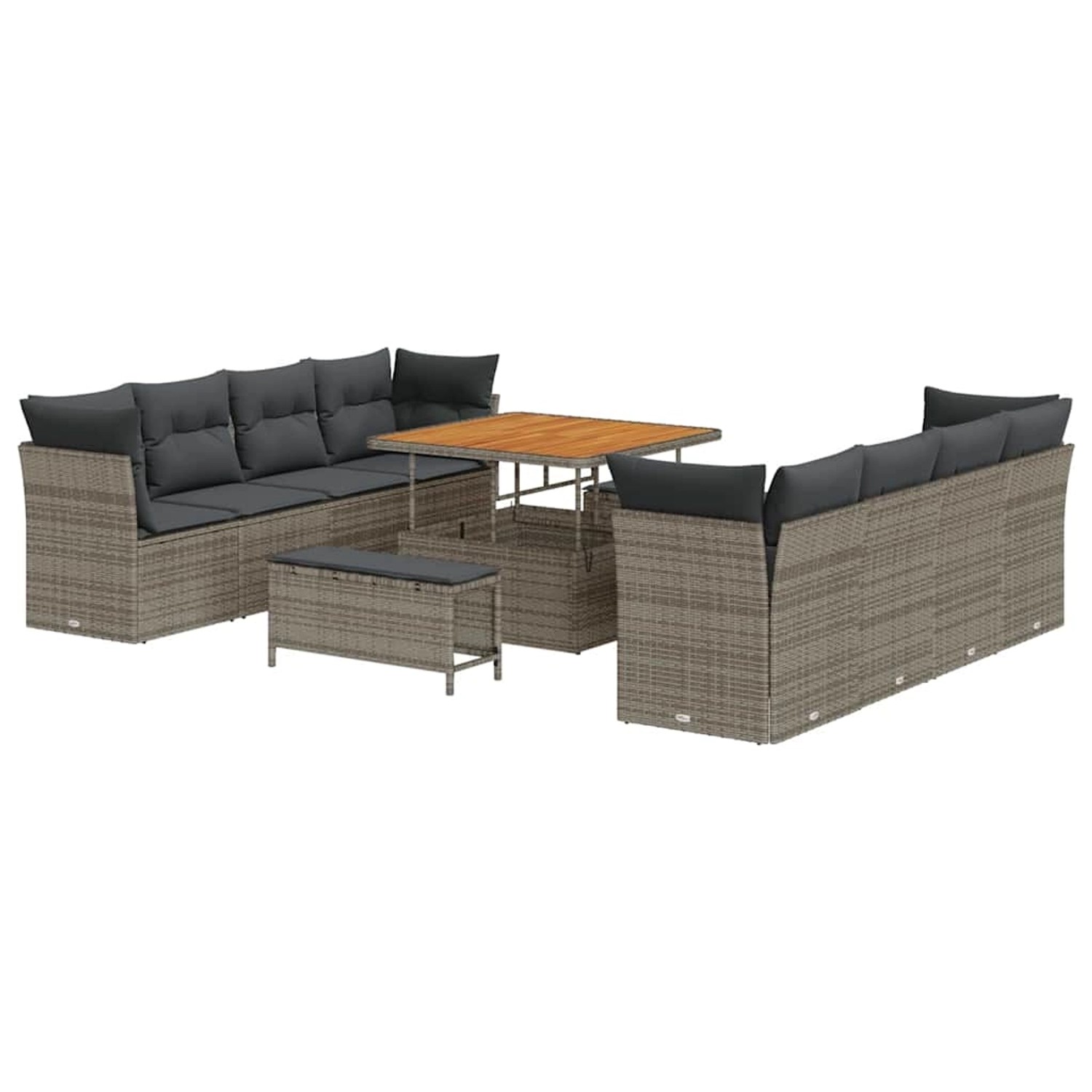 vidaXL Garten-Sofa-Set 11-Tlg Grau Poly Rattan 3361468 günstig online kaufen