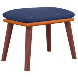 Blauer vidaXL Fußhocker mit Stoffbezug und Holzbeinen, 45x29,5x39 cm.