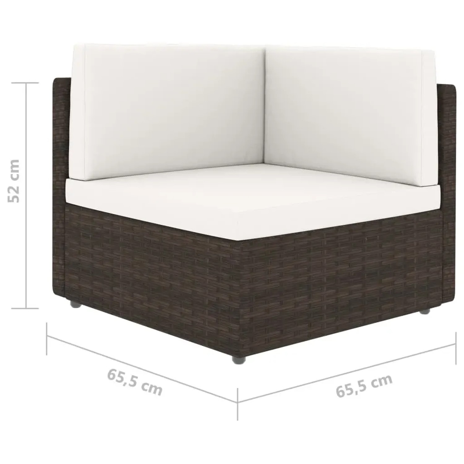 vidaXL Garten-Lounge-Ecke, braunes Poly Rattan mit cremeweißen Kissen, Teil eines modularen Gartenmöbel Sets.