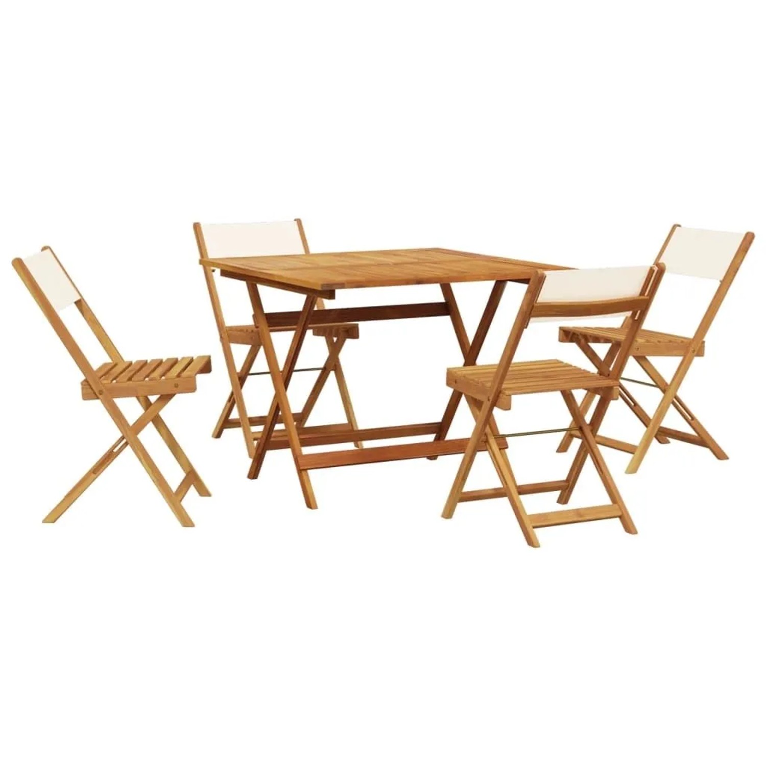 vidaXL 5-Tlg Garten-Essgruppe Stoff und Massivholz Cremeweiß 3281784