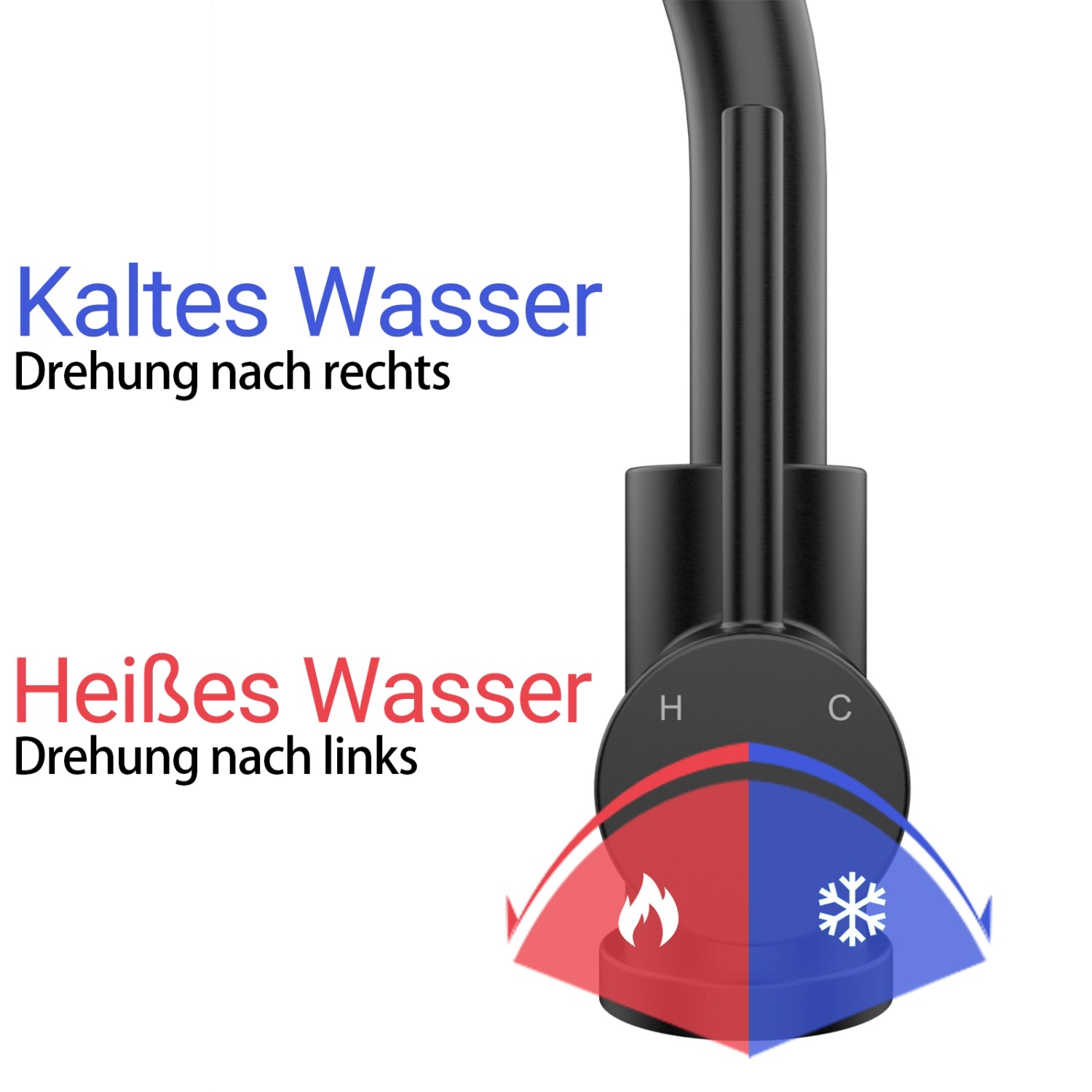 AICA Wasserhahn Schwarz Zwei Wasserauslassmodi Küche Mischbatterie Ausziehbar 360° Drehbar Einhand-Spültischarmatur Bad Küchenarmatur_5