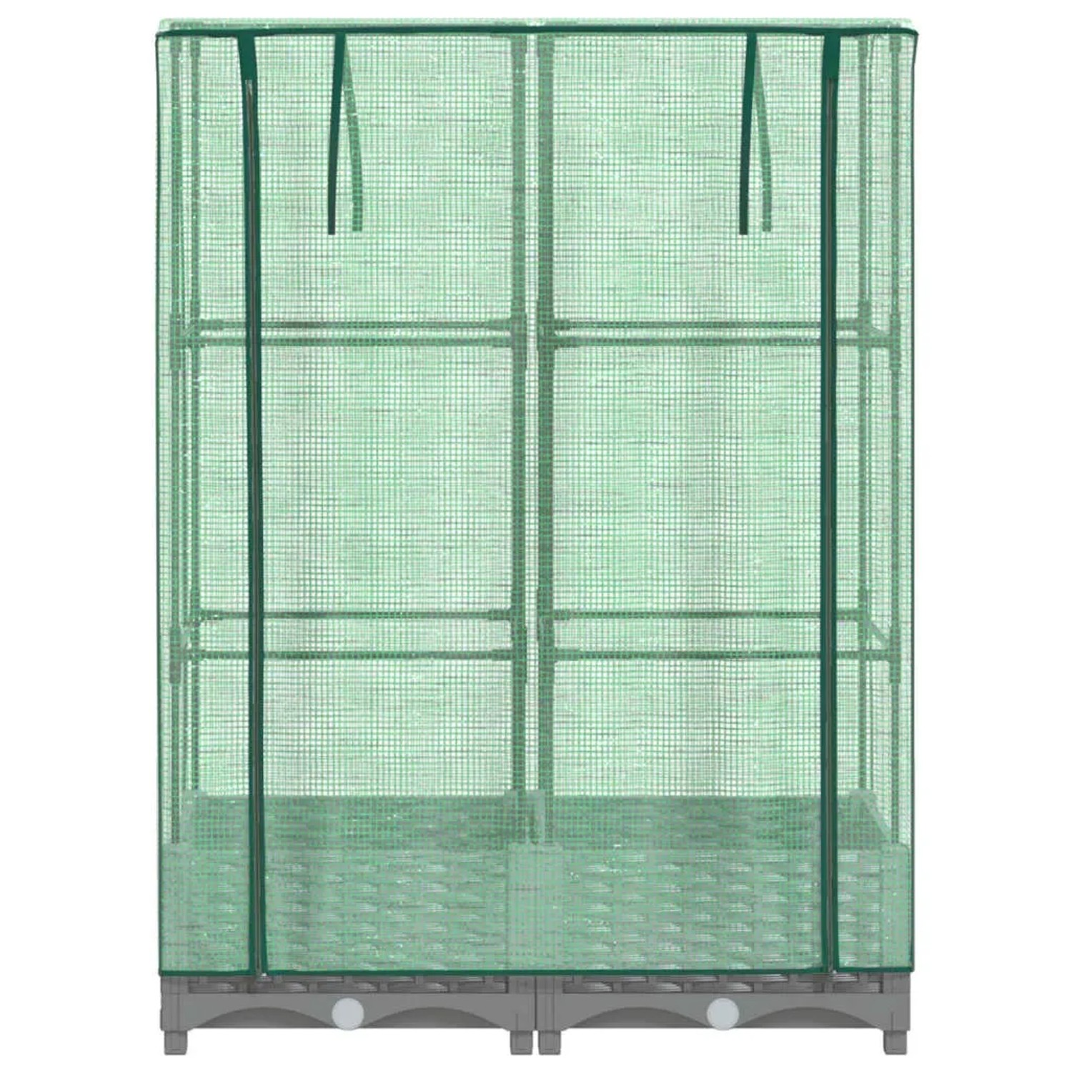vidaXL Hochbeet mit Gewächshaus-Aufsatz, Rattan-Optik, hellgrau und grün, 80x40x123 cm.