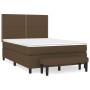 Dunkelbraunes vidaXL Boxspringbett 140x190 cm mit Matratze und Bank.