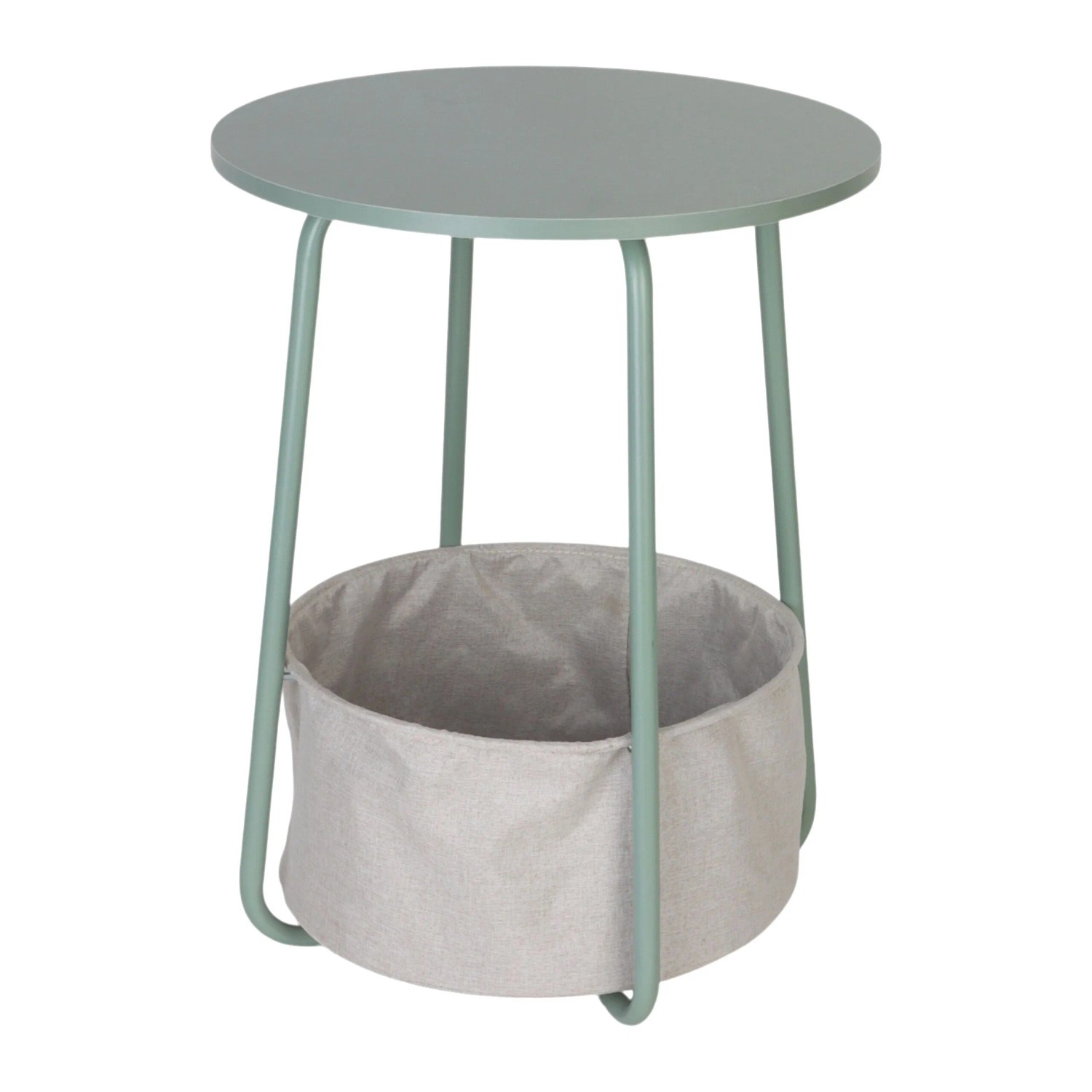 Relaxdays Beistelltisch Metall MDF Mint mit Korb 50 cm x 40 cm 3,5 kg