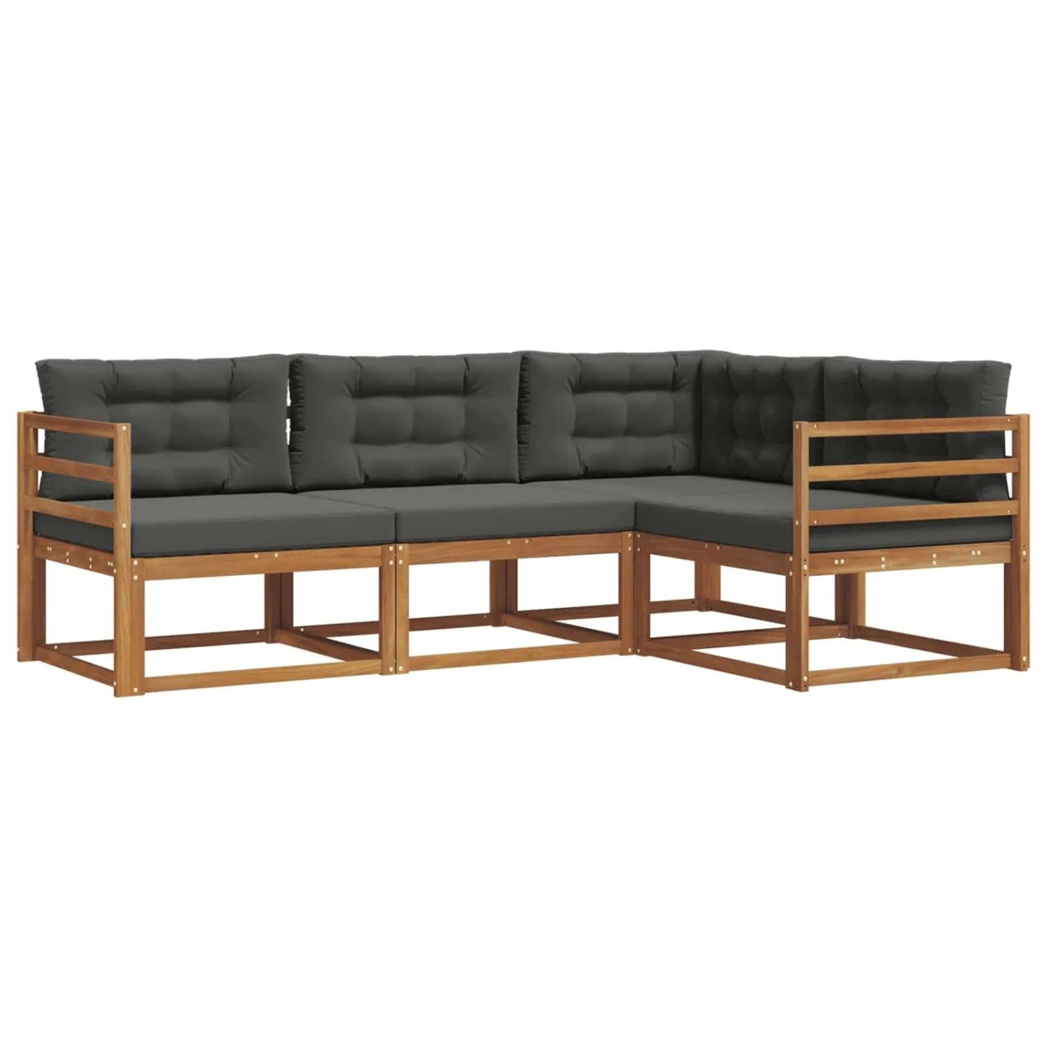 vidaXL Outdoor-Sofagarnitur mit Kissen 4-Tlg Natur und Anthrazit 3367495