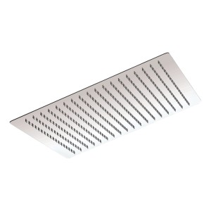 Eckige, verchromte aquaSu Kopfbrause Offertio, 40x40 cm, aus Edelstahl mit Antikalkfunktion.