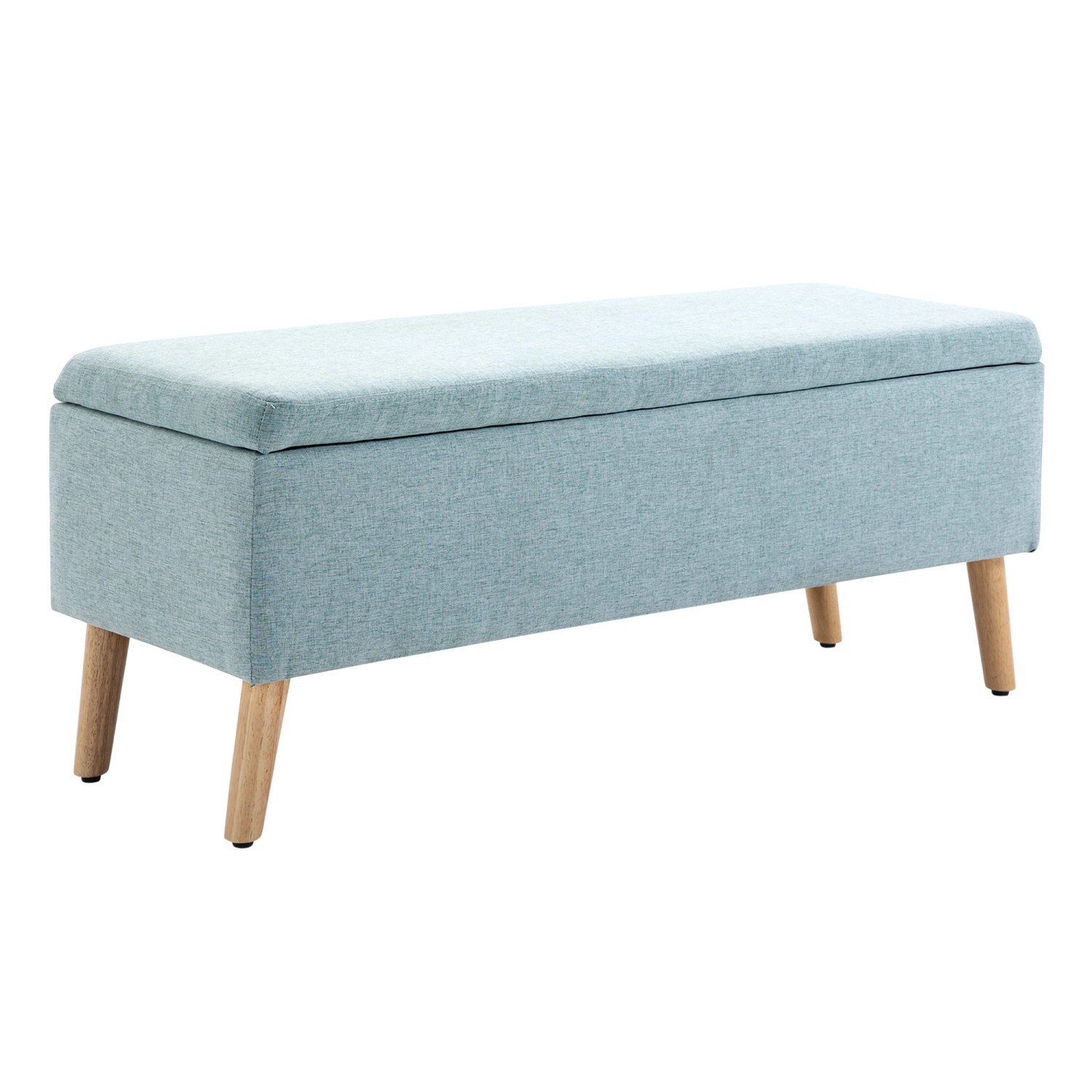 HOMCOM Sitzbank mit Stauraum Leinenoptik Gummiholz 110 x 39 x 45 cm