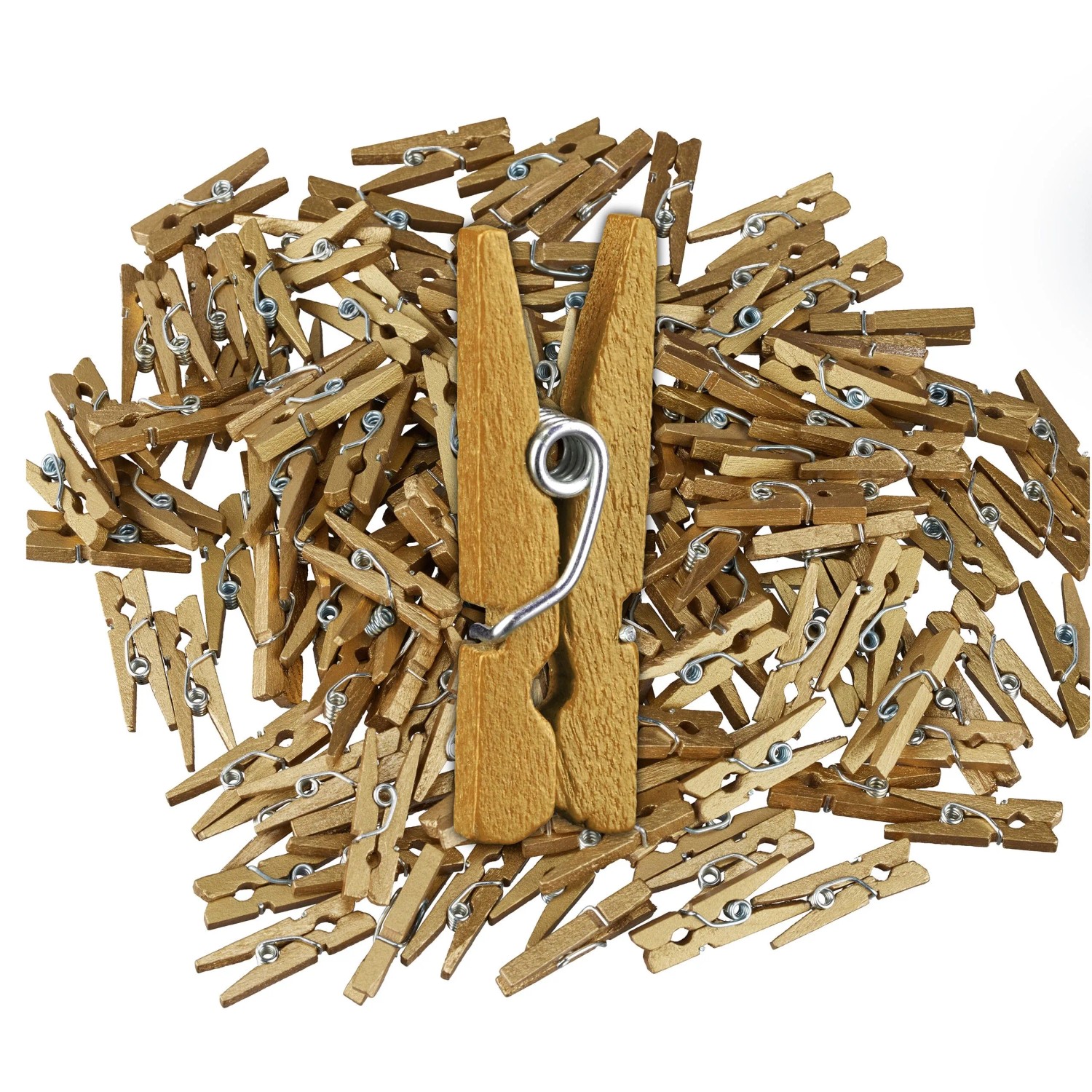 Relaxdays Holzklammern Holz Gold Mini 400 Stück 2,5 cm x 0,8 cm x 0,3 cm