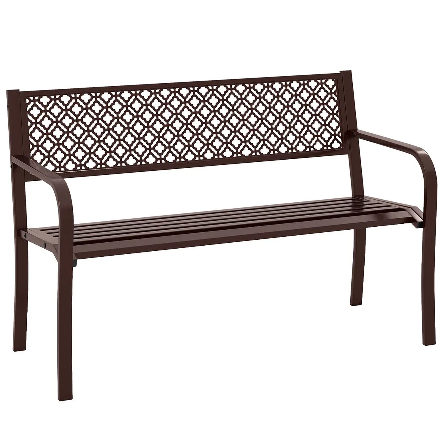 Costway Gartenbank Metall 2 Sitzer mit Rückenlehne 127 x 59 x 82 cm Braun