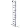PROREGAL 3-teilige Sprossen-Schiebeleiter mit Traverse, 3x10 Sprossen, aus Aluminium.