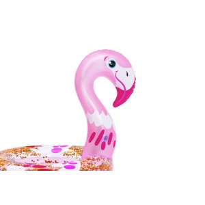 Glitzernder Bestway Schwimmring mit Tierkopf (Flamingo), aufblasbar.