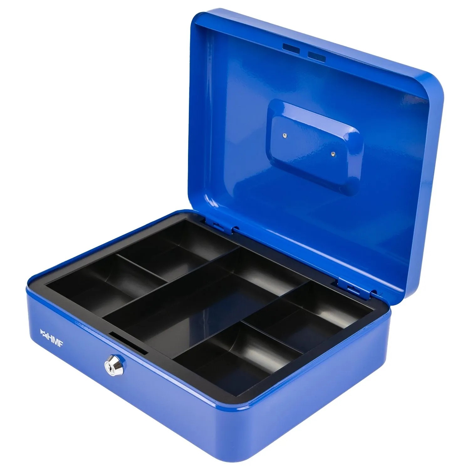 HMF 10130-05 Geldkassette Abschließbar Kasse Münzeinsatz 5 Münzfächer 30 x 24 x 9 cm Blau